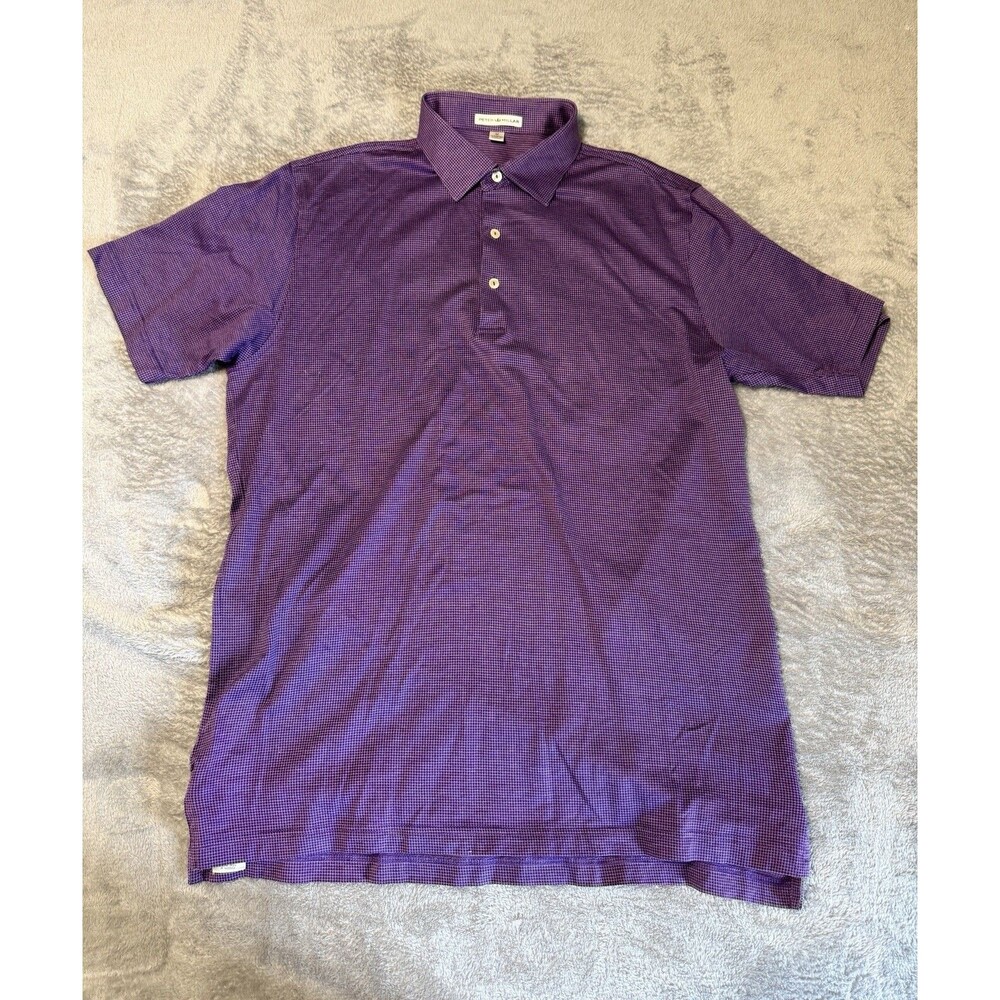 PETER MILLAR Shirt Men's Medium Purple 100% Cotton Polo